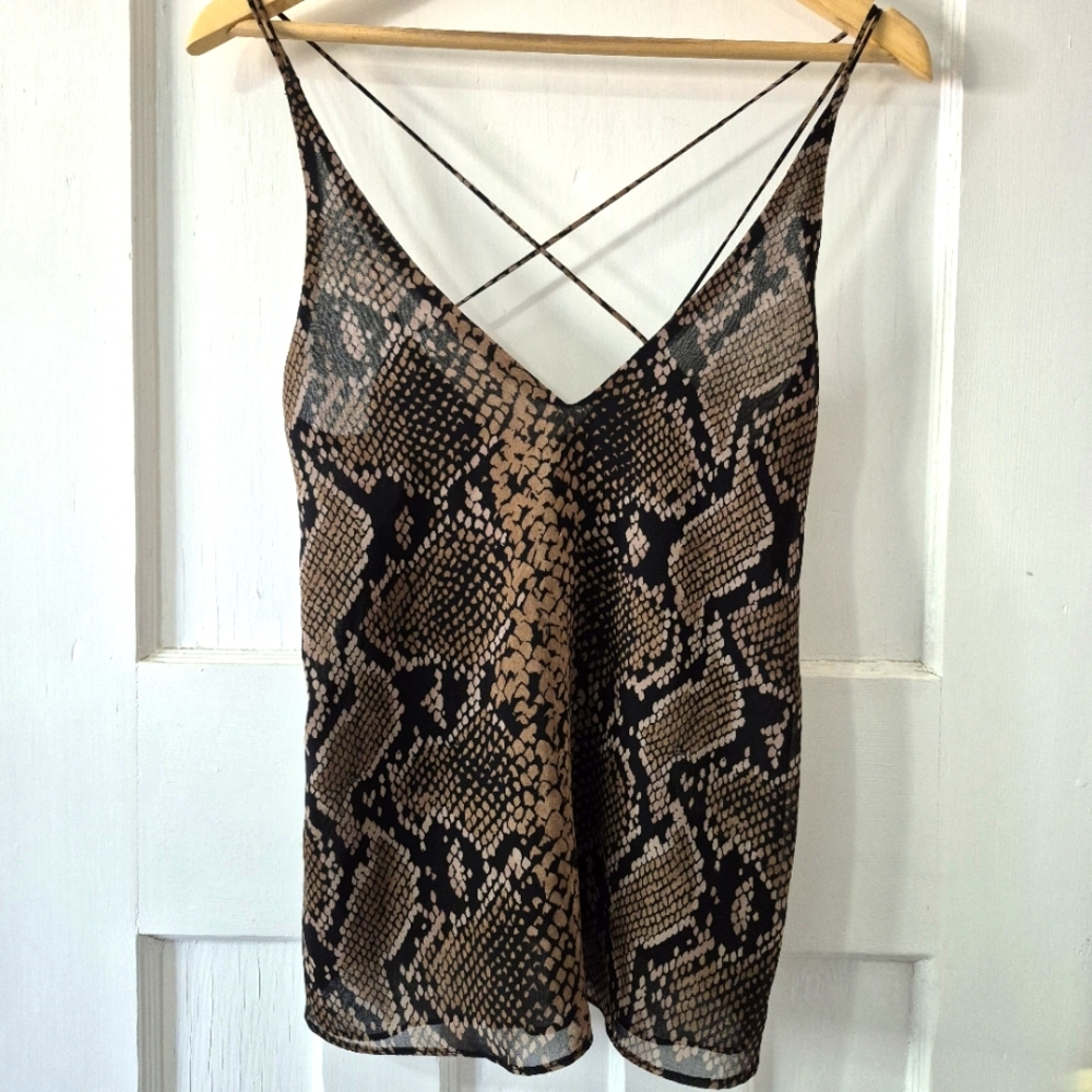 Zara Trf Snake Print Strappy Camisole Tank Top Sz XS NWOT - Picture 4 of 11